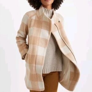 Marine Layer Cream & Beige Plaid Coat